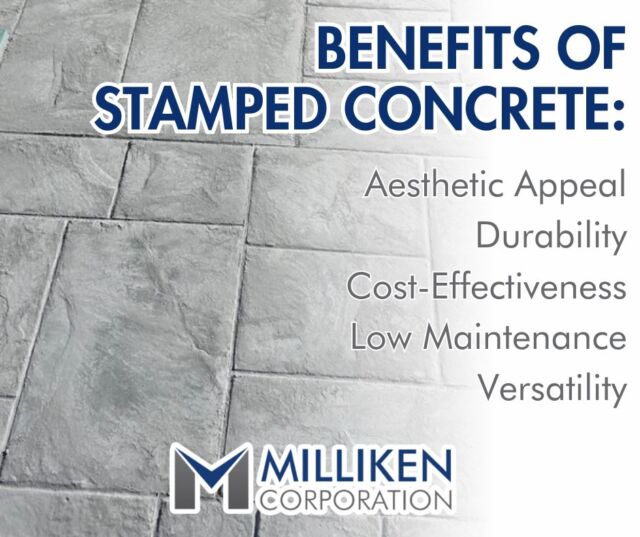 Not only does stamped concrete come in all shapes and sizes, it's also more durable and cost-effective when compared to natural stone and pavers!

Ready to invest in stamped concrete? Give Jessica a call at 615-238-5909 today.
-
-
-
#CONCRETE #ASPHALT #GRADING
#DRAINAGE #MASONRY #COATING
-
-
☎️ 615.238.5909
💻 www.millikencorp.com