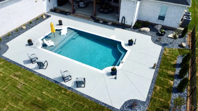 Wrapped up this beautiful concrete pool patio in partnership with @premierpoolsnashvillenorth , and this backyard came together PERFECTLY. 🔥

And shoutout to the homeowners because they absolutely crushed the landscaping themselves. The final look turned out amazing and really brought the whole space together. 👏
#themillikencorporation #premierpools #concrete