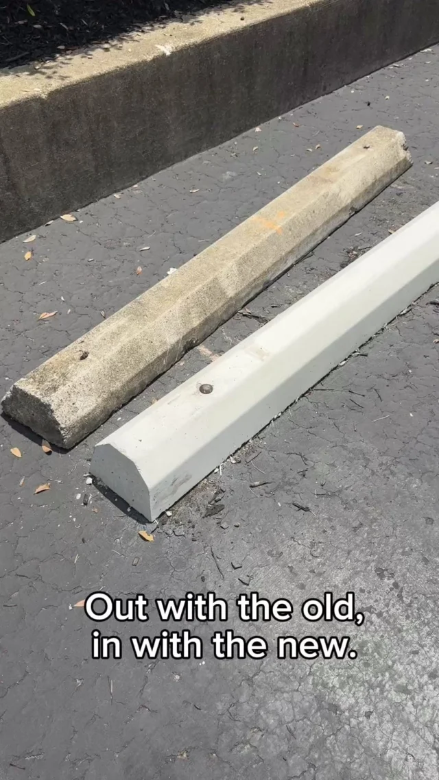 Out with the old, in with the new.

We recently replaced these worn concrete wheel stops with new ones, giving this parking area a cleaner look and improved functionality. Sometimes it's the small upgrades that make the biggest difference.
#upgrade #wheelstop #concrete #themillikencorporation