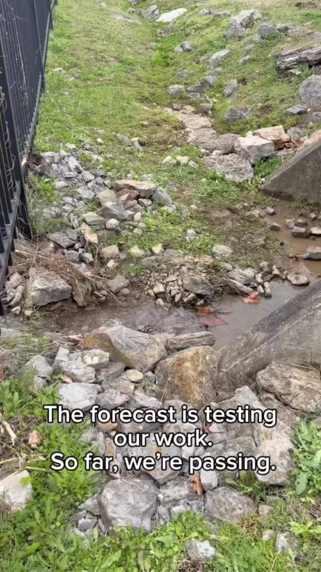 The forecast is testing our work, and so far we're passing. 🌧️

Rain is coming, and this drainage system is doing exactly what it's supposed to do. Need help with drainage issues on your property? Let's talk.
#Drainage #MillikenCorporation #BuiltToLast